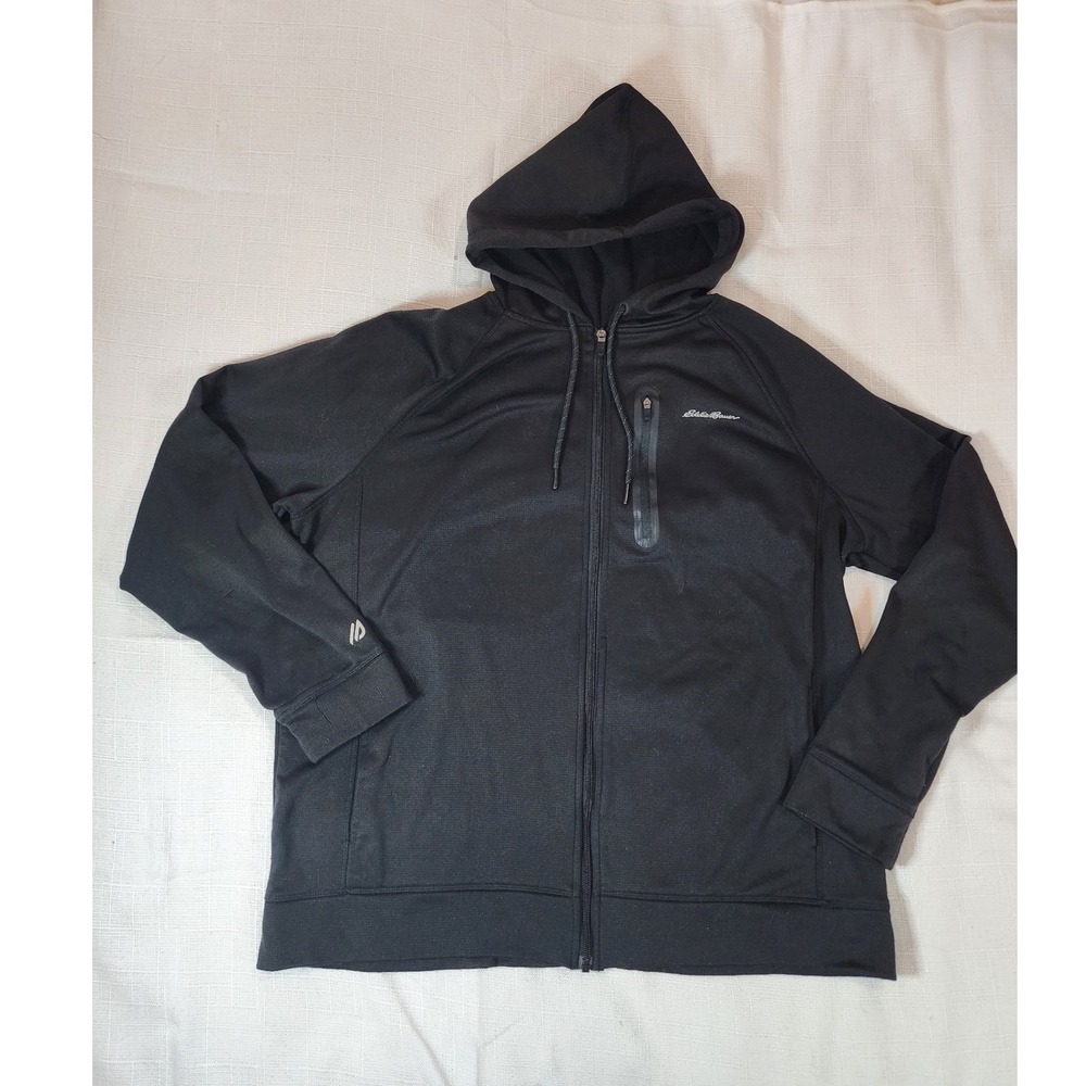 Eddie Bauer Mens Motion FreeDry Full Zip Hoodie Black XL Activewear Jacket